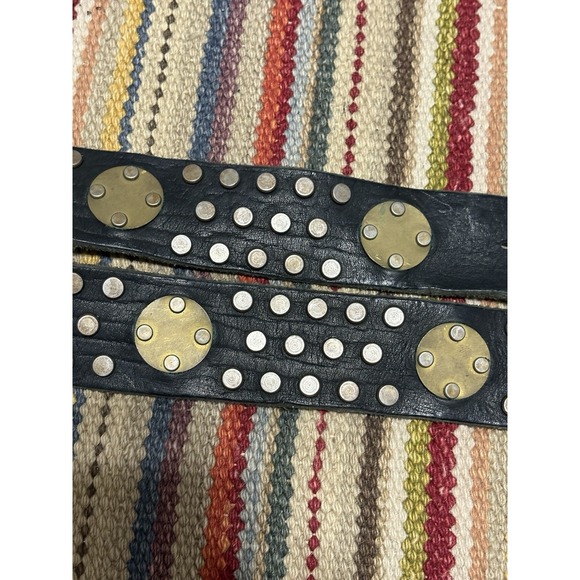 Vintage Diesel Studded Leather Belt Made in Italy Sz 40 Y2K Brass